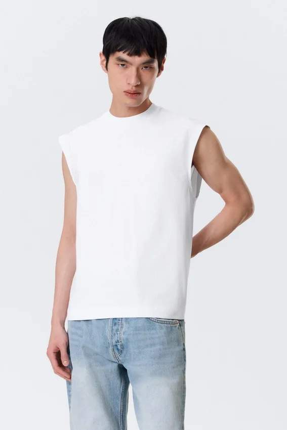 Lockeres, quadratisches Baumwoll-Tanktop – Weiß Lockeres, quadratisches Baumwoll-Tanktop – Weiß