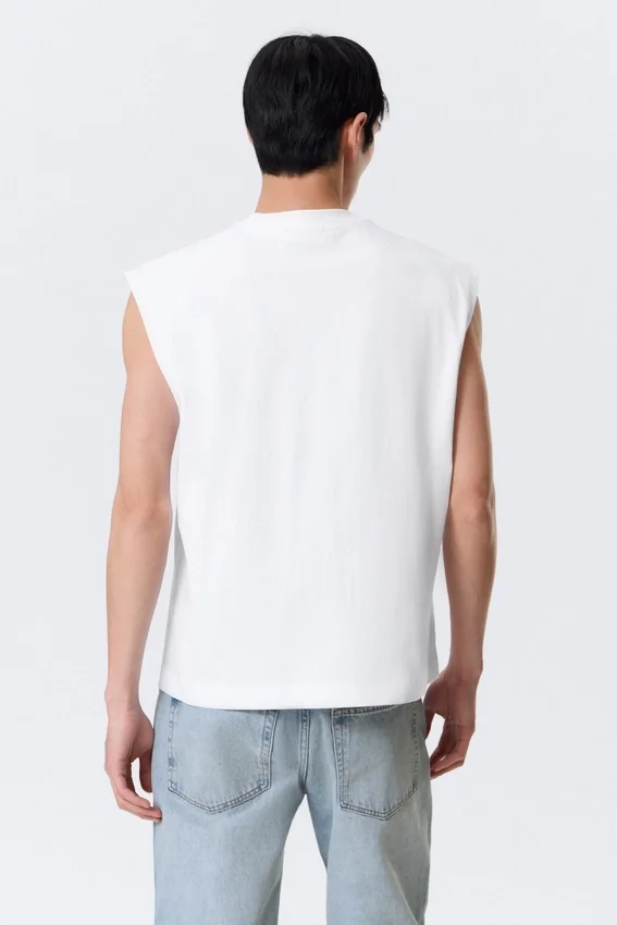 Lockeres, quadratisches Baumwoll-Tanktop – Weiß Lockeres, quadratisches Baumwoll-Tanktop – Weiß