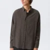Lockeres, strukturiertes Button-Down-Hemd – Dunkelbraun kariert Lockeres, strukturiertes Button-Down-Hemd – Dunkelbraun kariert