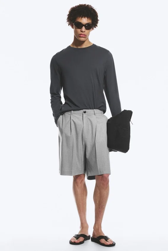 Lose Anzughose für Shorts von Uno – Hellstaubgrau Lose Anzughose für Shorts von Uno – Hellstaubgrau