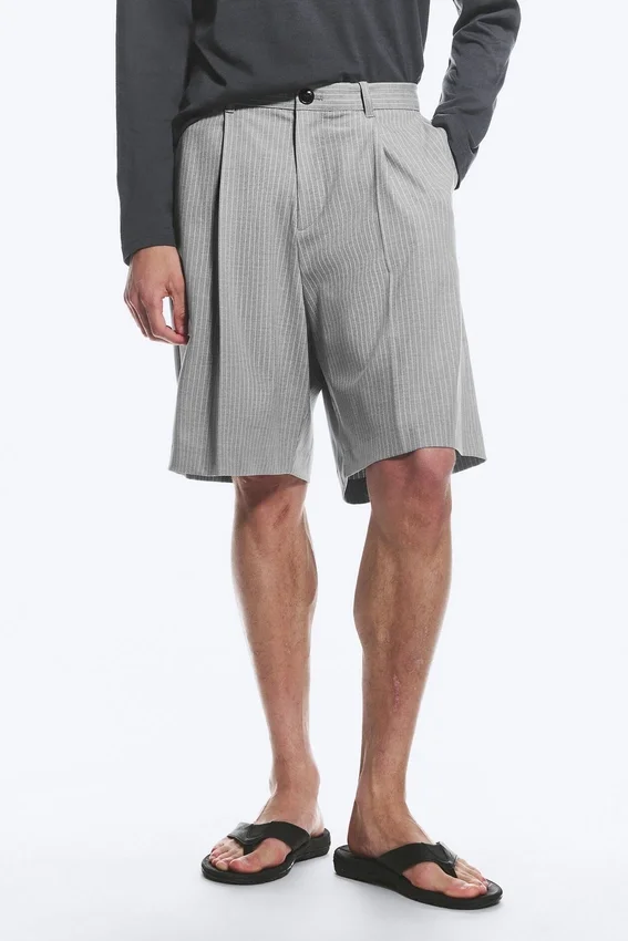 Lose Anzughose für Shorts von Uno – Hellstaubgrau Lose Anzughose für Shorts von Uno – Hellstaubgrau