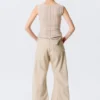 Lose Ballonhose mit niedriger Leibhöhe und Nieten – Beige Lose Ballonhose mit niedriger Leibhöhe und Nieten – Beige