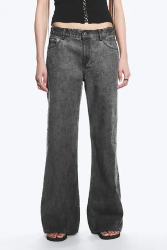 Lose Bootcut-Hose mit niedriger Leibhöhe – Dunkelgrau