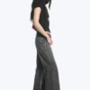 Lose Bootcut-Hose mit niedriger Leibhöhe – Dunkelgrau Lose Bootcut-Hose mit niedriger Leibhöhe – Dunkelgrau