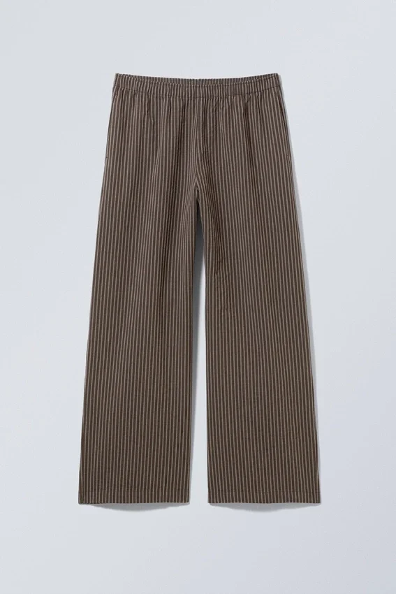 Lose sitzende Baumwoll-Hose – gestreift, braun Lose sitzende Baumwoll-Hose – gestreift, braun