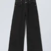 Lose sitzende Jeans mit hohem Bund und weitem Bein – Tuned Black – Schwarz Lose sitzende Jeans mit hohem Bund und weitem Bein – Tuned Black – Schwarz