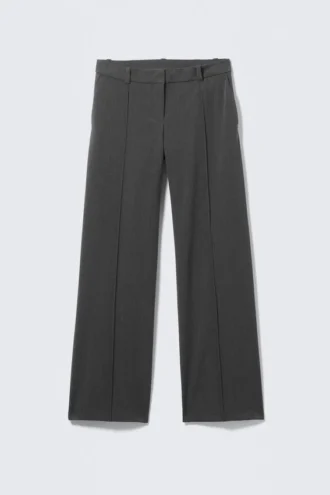 Low-Rise-Hose aus Anzugstoff in gerader Passform – Dunkelgrau meliert Low-Rise-Hose aus Anzugstoff in gerader Passform – Dunkelgrau meliert