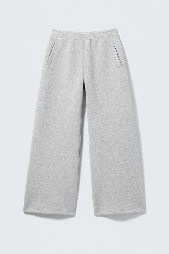 Lässige Barrel-Jogginghose mit geradem Bein – Grau meliert Lässige Barrel-Jogginghose mit geradem Bein – Grau meliert
