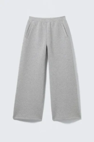Lässige Barrel-Jogginghose mit geradem Bein – Grau meliert
