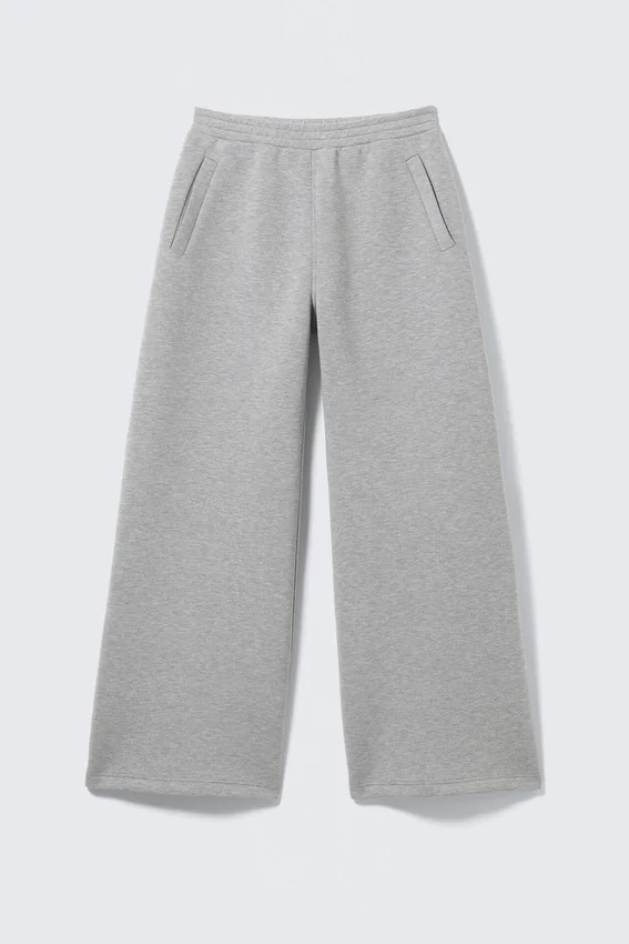 Lässige Barrel-Jogginghose mit geradem Bein – Grau meliert Lässige Barrel-Jogginghose mit geradem Bein – Grau meliert