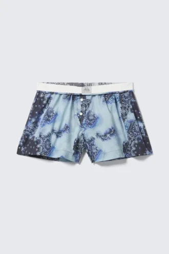 Lässige Boxershorts aus Baumwolle – Blauer Paisley-Print