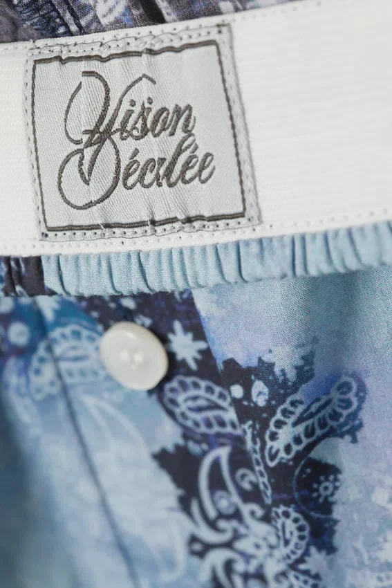 Lässige Boxershorts aus Baumwolle – Blauer Paisley-Print Lässige Boxershorts aus Baumwolle – Blauer Paisley-Print