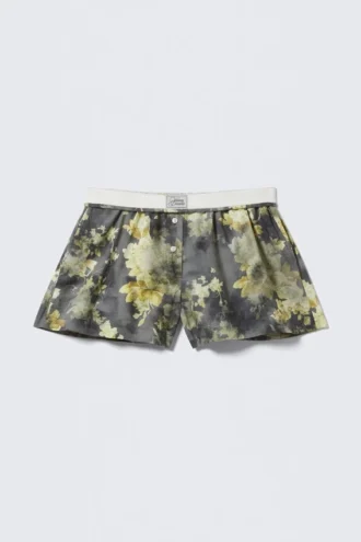 Lässige Boxershorts aus Baumwolle – Dunkelgrau – Dirty Floral