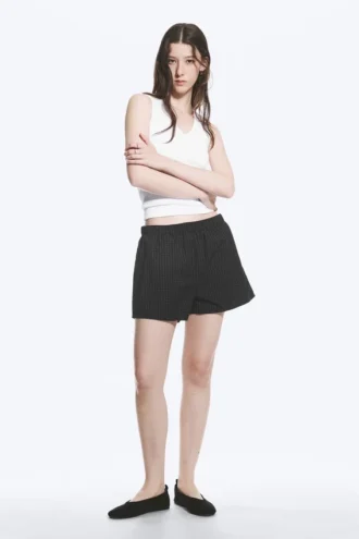Lässige Boxershorts aus Baumwolle – kariert, schwarz