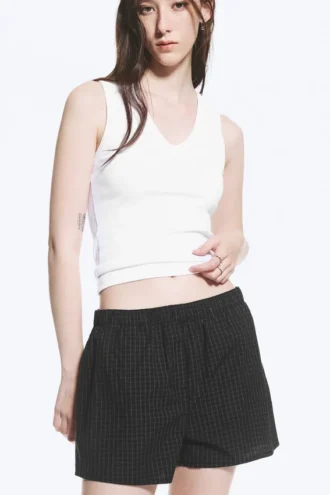 Lässige Boxershorts aus Baumwolle – kariert, schwarz