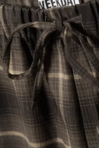 Lässige Flanell-Pyjama-Hose – kariert, dunkelbraun