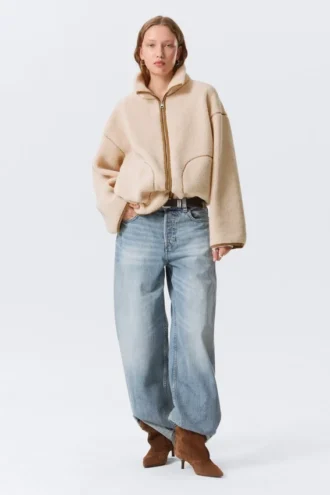 Lässige Fleecejacke – Hellbeige