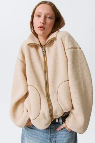 Lässige Fleecejacke – Hellbeige