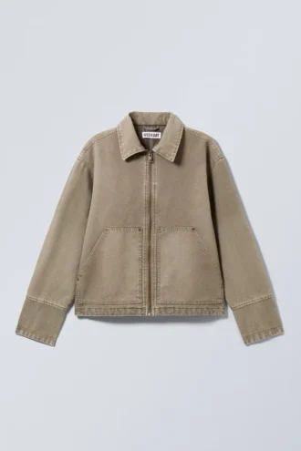 Lässige, gewaschene Utility-Jacke – Dusty Mole