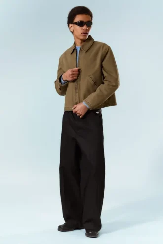 Lässige, kastenförmige Jacke mit Reißverschluss – Beige