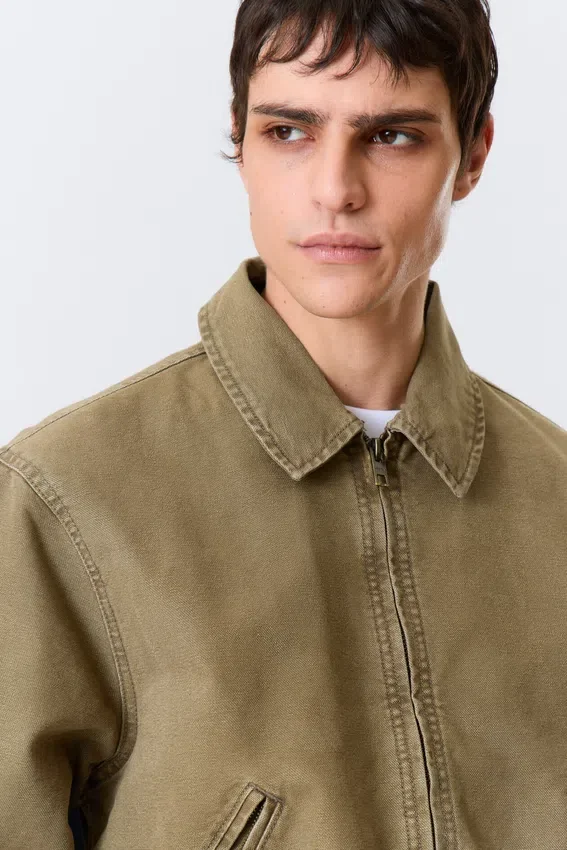 Lässige, kastenförmige Jacke mit Reißverschluss – Beige Lässige, kastenförmige Jacke mit Reißverschluss – Beige