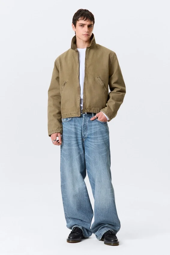 Lässige, kastenförmige Jacke mit Reißverschluss – Beige Lässige, kastenförmige Jacke mit Reißverschluss – Beige