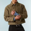 Lässige, kastenförmige Jacke mit Reißverschluss – Beige Lässige, kastenförmige Jacke mit Reißverschluss – Beige