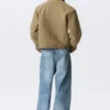 Lässige, kastenförmige Jacke mit Reißverschluss – Beige Lässige, kastenförmige Jacke mit Reißverschluss – Beige