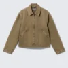 Lässige, kastenförmige Jacke mit Reißverschluss – Beige Lässige, kastenförmige Jacke mit Reißverschluss – Beige