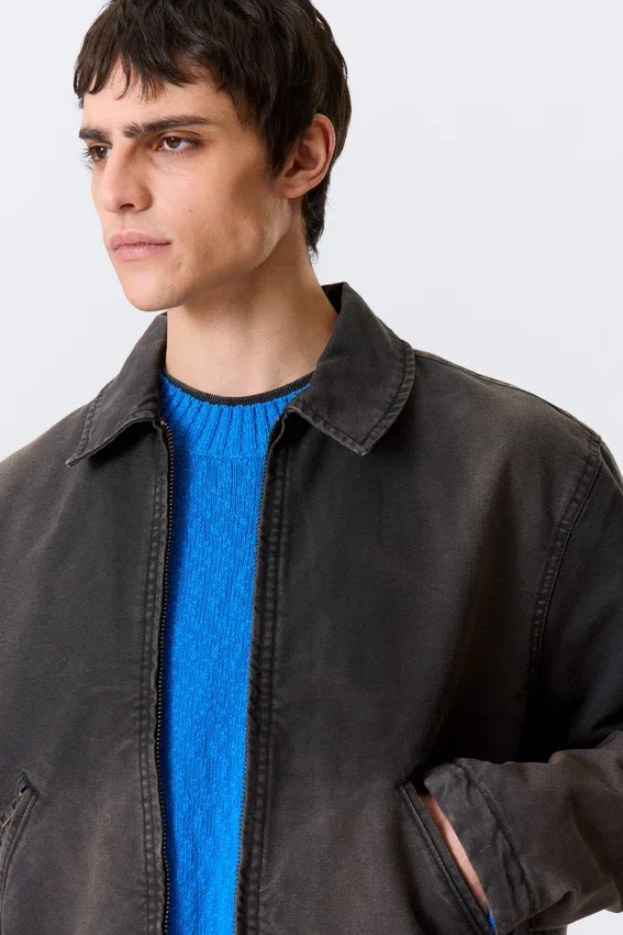 Lässige, kastenförmige Jacke mit Reißverschluss – Schwarz Lässige, kastenförmige Jacke mit Reißverschluss – Schwarz
