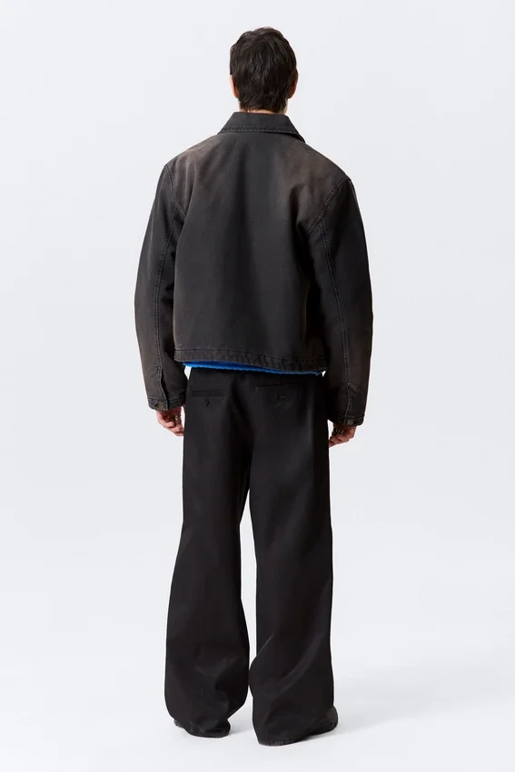 Lässige, kastenförmige Jacke mit Reißverschluss – Schwarz Lässige, kastenförmige Jacke mit Reißverschluss – Schwarz