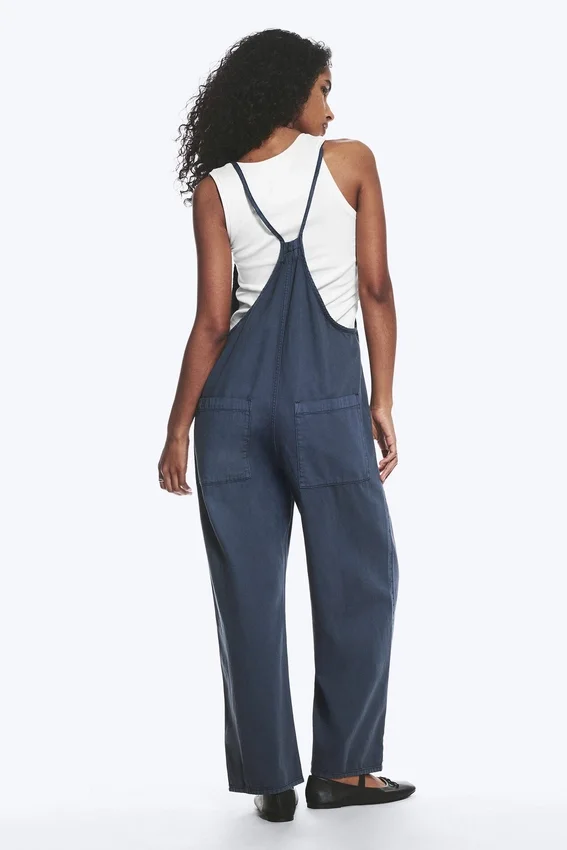 Lässige Latzhose mit geradem Bein – Blau Lässige Latzhose mit geradem Bein – Blau