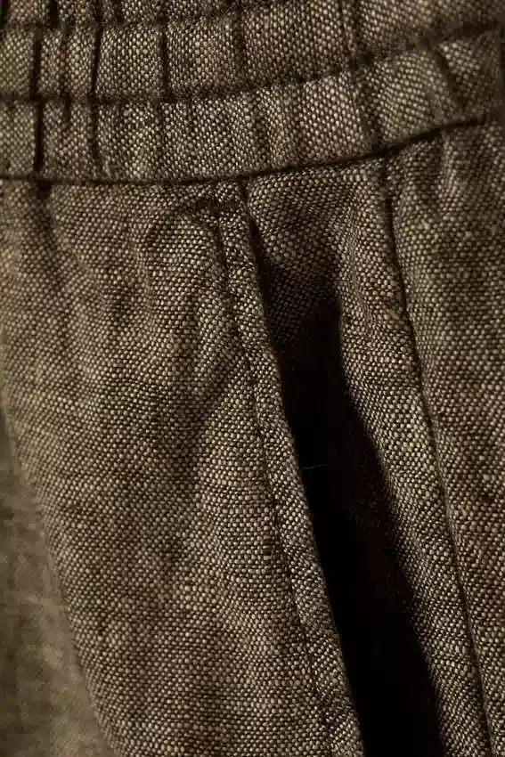 Lässige Leinen-Shorts mit Kordelzug – Dunkelbraun meliert Lässige Leinen-Shorts mit Kordelzug – Dunkelbraun meliert