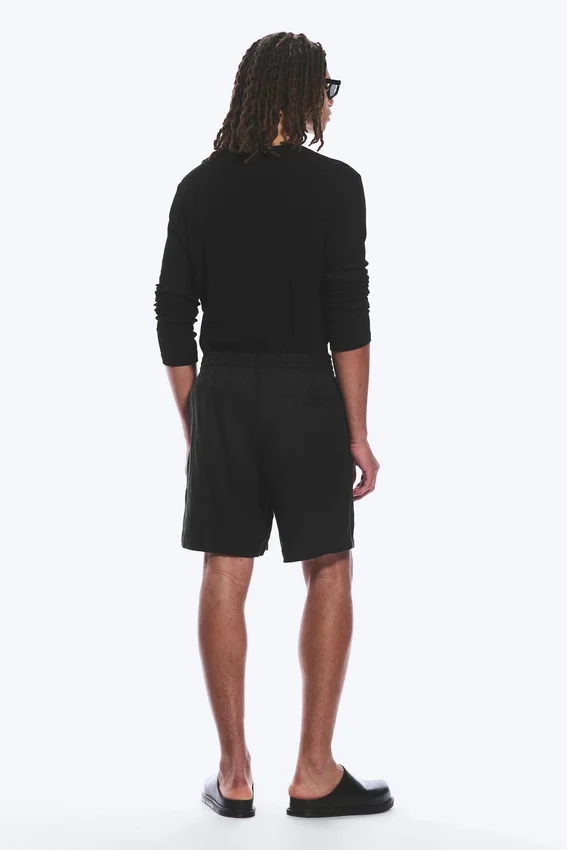 Lässige Leinen-Shorts mit Kordelzug – Schwarz Lässige Leinen-Shorts mit Kordelzug – Schwarz