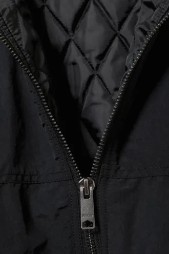 Lässige Nylon-Bomberjacke – Schwarz