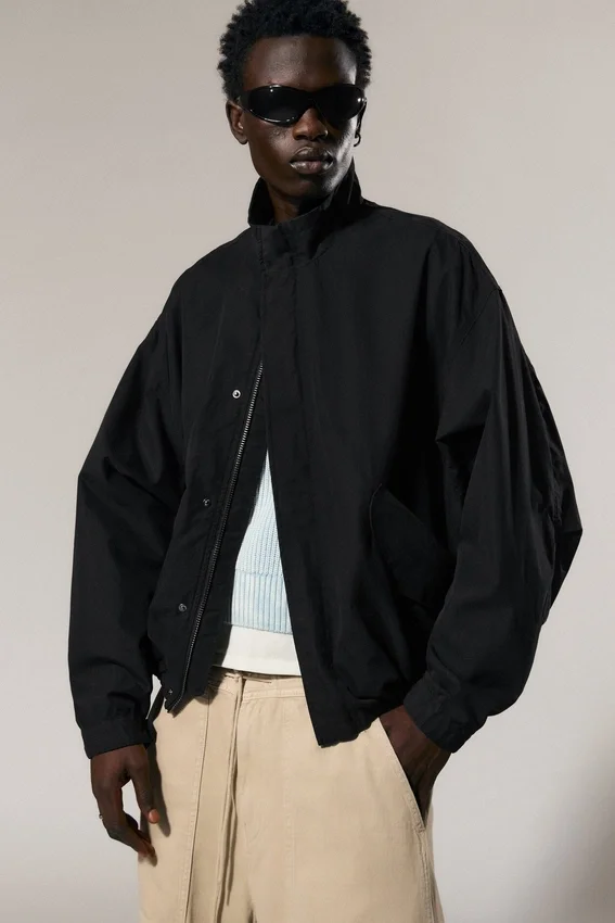 Lässige Sport-Utility-Jacke – Schwarz Lässige Sport-Utility-Jacke – Schwarz