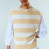 Lässige Strickweste im Used-Look – Blau-beige gestreift Lässige Strickweste im Used-Look – Blau-beige gestreift