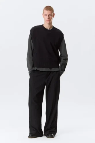 Lässige Strickweste im Used-Look – Schwarz
