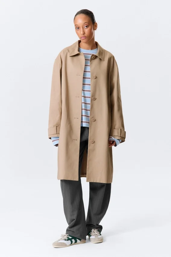 Lässiger einreihiger Car Coat – Beige Lässiger einreihiger Car Coat – Beige