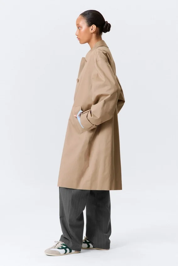 Lässiger einreihiger Car Coat – Beige Lässiger einreihiger Car Coat – Beige