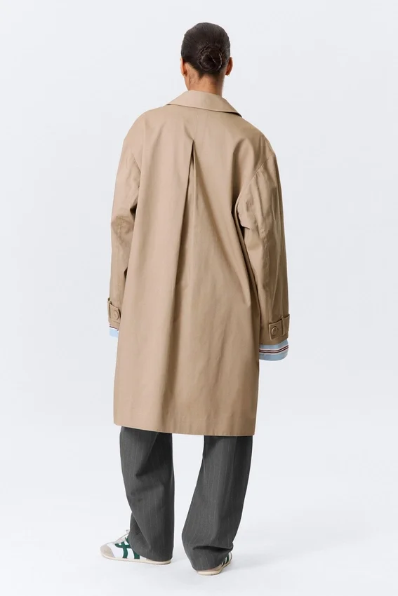 Lässiger einreihiger Car Coat – Beige Lässiger einreihiger Car Coat – Beige