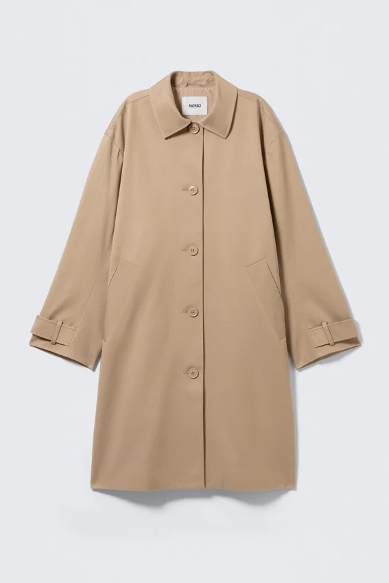 Lässiger einreihiger Car Coat – Beige Lässiger einreihiger Car Coat – Beige