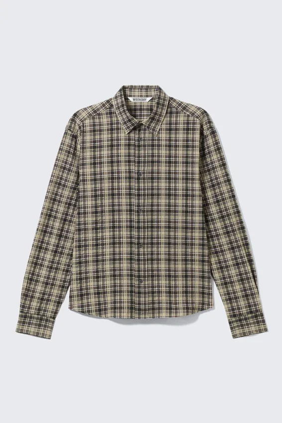 Lässiges kariertes Langarmhemd – Kariert, beige Lässiges kariertes Langarmhemd – Kariert, beige
