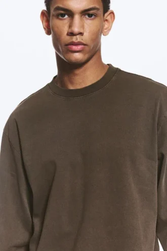 Lässiges Langarm-T-Shirt – Dunkelbraun