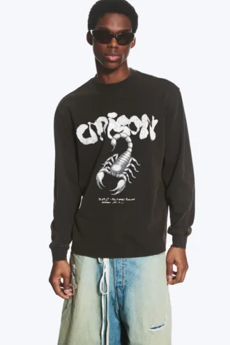 Lässiges Langarmshirt mit Print – Schwarz – Skorpion Lässiges Langarmshirt mit Print – Schwarz – Skorpion