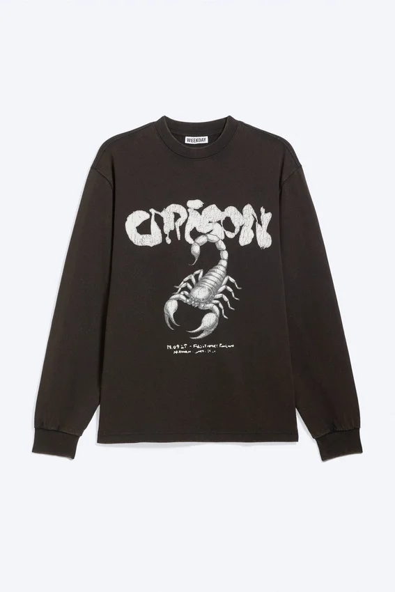 Lässiges Langarmshirt mit Print – Schwarz – Skorpion Lässiges Langarmshirt mit Print – Schwarz – Skorpion