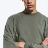Lässiges Langarmshirt – Staubiges Khaki-Grün