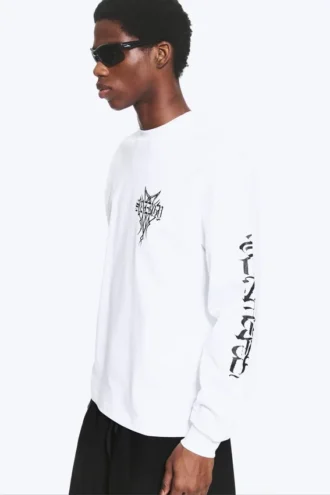 Lässiges, mit Print bedrucktes Langarmshirt – Weiß – Synergy