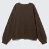 Lässiges Sweatshirt aus Frottee – Dunkelbraun Lässiges Sweatshirt aus Frottee – Dunkelbraun