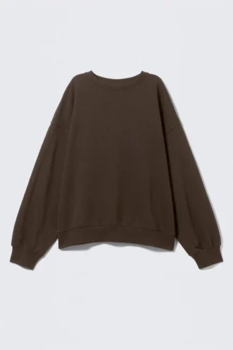 Lässiges Sweatshirt aus Frottee – Dunkelbraun
